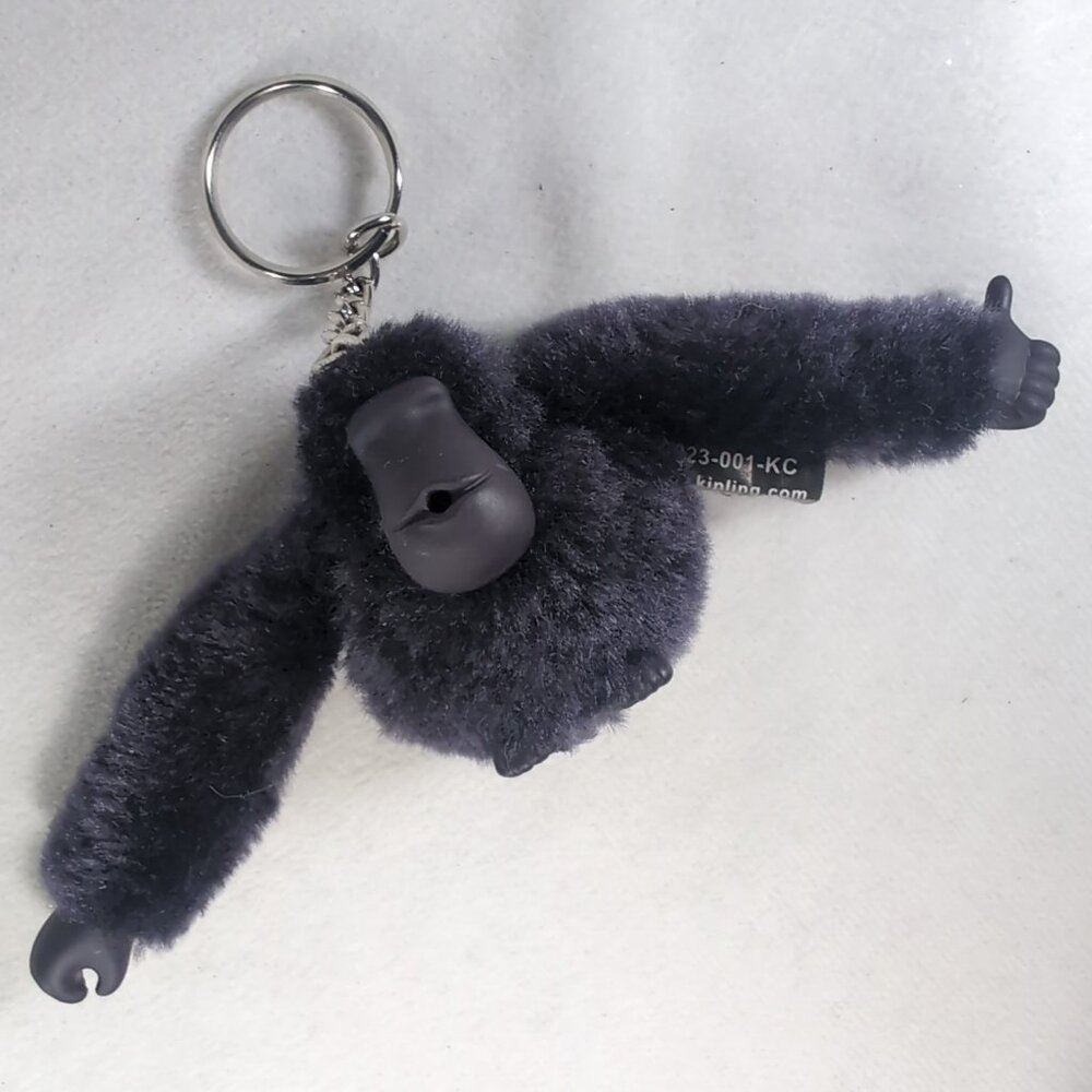 RARE Kipling FRANKI Navy Blue Monkey Keychain Keyring Deep Purple Plush LIMITED